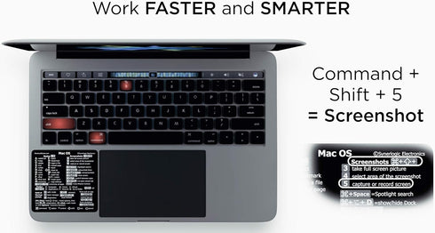 Synerlogic (M+Intel) Mac OS Reference Keyboard Vinyl Shortcut Stickers Compatible with MacBook Pro Air iMac Mini (4-Pack Black/White/Clear/Rainbow...