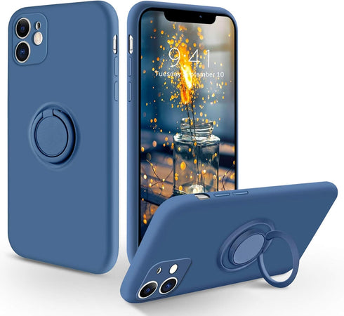 iPhone 11 Case, Phone Case iPhone 11, Slim Silicone Protective Kickstand Ring Holder Soft Rubber Hybrid Hard Bumper Shockproof Protection Non-Slip...