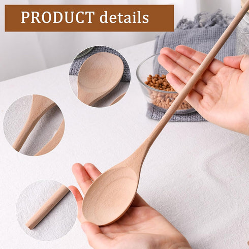 HANSGO 3PCS Long Handle Cooking Spoons, 14 Inch Long Wooden Spoons Wooden Tasting Spoons Japanese Style Large Cooking Spoons...