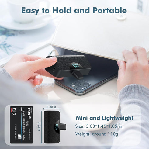 Mini Portable Charger Power Bank for iPhone, 5200mAh External Battery Charging Bank, 20W PD Fast Charging Battery Pack Portable Phone Charger for ...