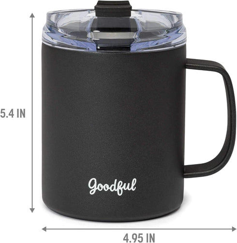 Goodful Travel Mug, Stainless Steel Insulated, Double Wall Vacuum Sealed Coffee Cup with Leak Proof Lid, 14 Ounce, Gray...