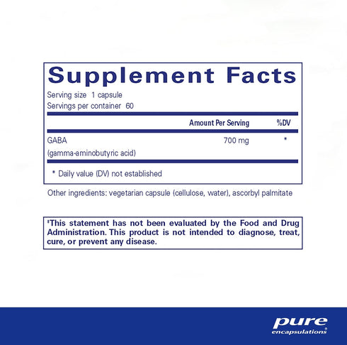 Pure Encapsulations GABA - Supplement to Support Relaxation & Moderation of Occasional Stress - with Premium GABA Amino Acids - 60 Capsules...