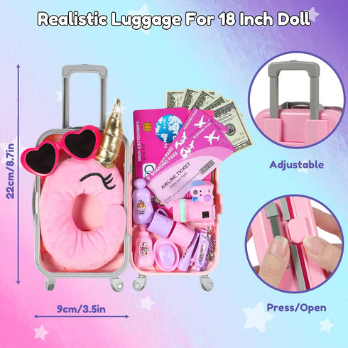 GIFTINBOX 29PCS 18 Inch Girl Doll Clothes and Accessories-Travel Play Set for Dolls, Doll Stuff with Clothes, Luggage, Swimsuit, Wallet cashes... ...