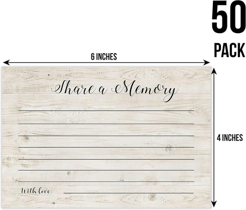 TENTADO Share A Memory Cards, 50 Rustic Wood Cards and Sign for Wedding, Birthday, Celebration of Life, Funeral, Retirement, Graduation, Life Memo...