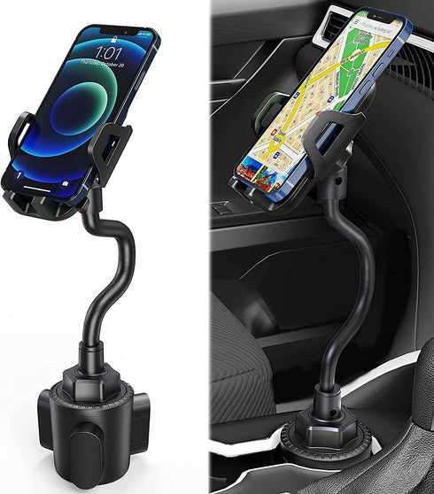 Cup Phone Holder for Car, Car Cup Holder Phone Mount with 360° Rotation Adjustable Long Gooseneck, Car Phone Holder Mount for All Smartphones Cup ...