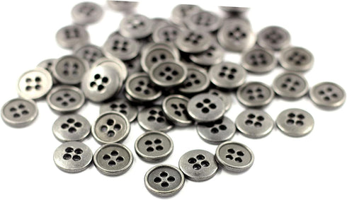 Bezelry 100 Pieces Mini Gray Silver Four Holes Metal Buttons. 8mm (5/16 inch)...