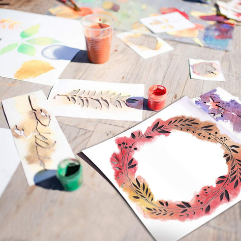 GSS Designs Laurel Wreath Stencil (2 Pack) - Reusable Leaf Template Stencils (12x12 Inch) for Painting on Wood - DIY Plant Outdoor Wood Sign Home ...