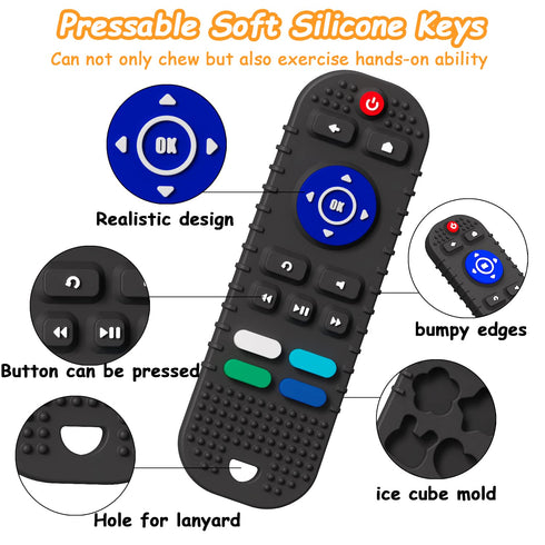 2 Pack Soft Silicone Teething Toys for Toddlers, Babies 6-12 Months - Boys Girls Baby Molar Teether Chew Toys Set, Remote Control Shape Teething T...