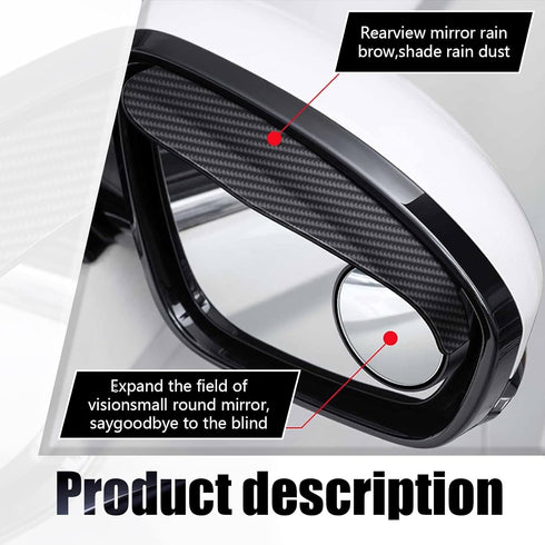 2 PCS Car Blind Spot Mirror, 2-in-1 Rearview Mirror Rain Eyebrow, Side Mirror Protection Shield, Self-adhesive Auxiliary Mirror, Universal for Mos...