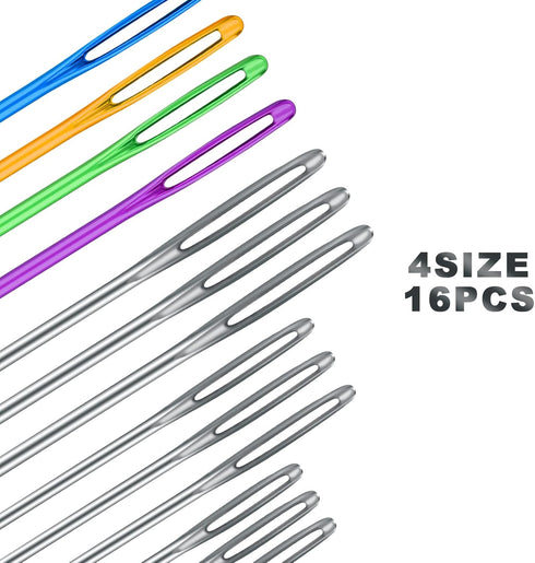 SAVITA 16pcs Large-Eye Blunt Needles, Stainless Steel Yarn Knitting Needles Sewing Needles Wool Needle Hand Knitting Needles Sewing Knitting Needl...