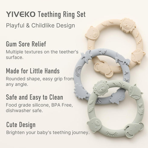 Silicone Teethers for Babies 0-6 6-12 Months Teething Toys for Infants Baby Chew Toys for Sucking Needs Baby Teething Rings for Infant Boys and Gi...