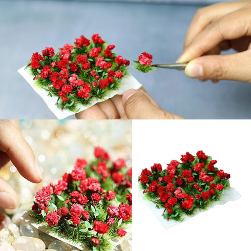 Cayway 2 Color Flower Vegetation Groups Flower Cluster Model Grass Tufts Set Miniature Static Scenery Model for DIY Architecture Building Garden S...