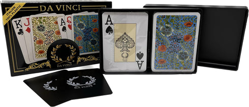 DA VINCI Fiori, Italian 100% Plastic Playing Cards 2 Deck Set, Poker Size Large Print Jumbo Index...