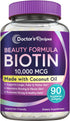 Doctor's Recipes Biotin 10,000 mcg, Hair Growth, Healthy Skin & Nails, Energy Metabolism, Vegetarian-Friendly Biotin, with Coconut Oil, Non-GMO, 3...