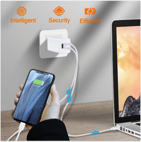 NewWay 65W 3 Port PD QC 3.0 USB-C Fast Charger (GaN Semic) Delivery Foldable, USB-C Wall Charger for USB C Laptops Smartphone Pad MacBook Compatib...