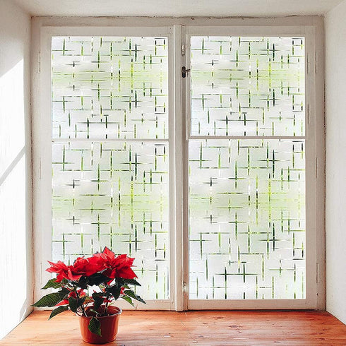 Finnez Frosted Window Film Non-Adhesive, Frosting Privacy Film for Glass Windows, Self Static-Cling Decorative Window Cling for Home Office UV Pro...