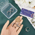 SUNNYCLUE 1 Box 8Pcs Pad Ring Settings Platinum Color Brass Adjustable Ring Blanks Finger Ring Base Rings Components Finger Ring Pad Bezels for Je...