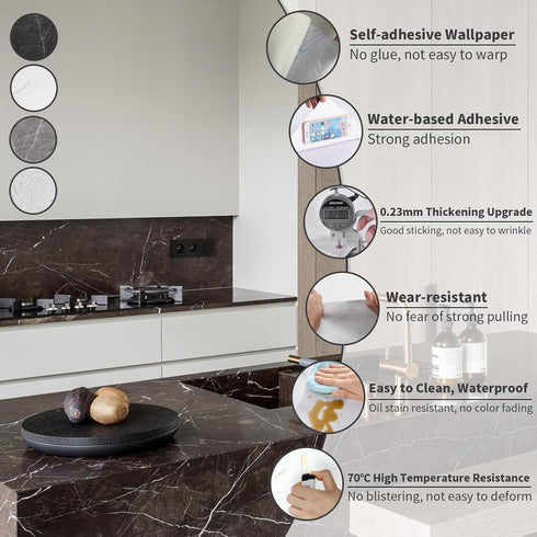 YIHAKIDS Marble Contact Paper Wallpaper Peel and Stick Matte Light Gray Self Adhesive Removable Wallpaper Decorative Contact Wallpaper for Counter...