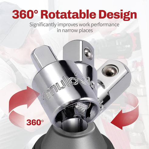 3PCS 360° Rotatable Bits Storage Set,1/4" 3/8" 1/2" Impact Power Drill Sockets Adapter Extension Sets,Universal Socket Wrench Adapter Set,Right An...