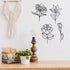 Blulu 4 Pcs Cast Iron Flower Wall Decor 11.81 Inches Metal Wall Hangings Black Minimalist Wire Signs Mid Century Modern Elegance Wall Accents Easy...