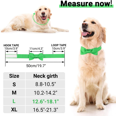 Segarty Bow Tie Dog Collar, Adjustable Green Bowtie Collar for Large Dogs, Durable Dog Neck Tie Tuxedo Comfortable Cotton Pets Bows Grooming Acces...