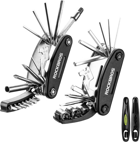 ROCKBROS Bike Repair Kits 16 In 1 Multi-Function Bike Tool Kits Portable Foldable Bike Multitool Cycling Tool Kit Bike Tool Allen Wrench Tire Leve...