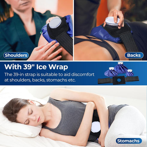 Ice Pack for Injuries Reusable: Ohuhu 3 Packs Ice Cold Packs with Wrap Ice Bag Hot Water Hot & Cold Therapy Pain Relief for Knee Leg Injury No-Lea...