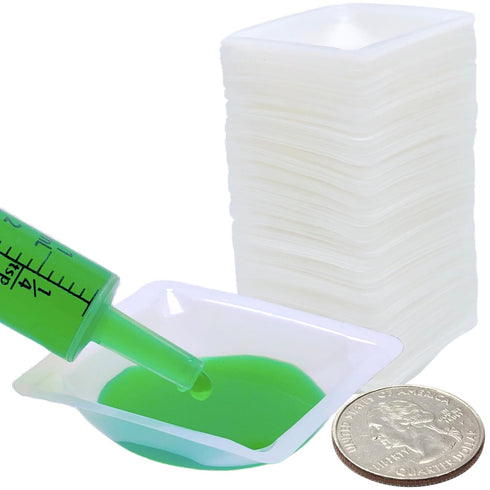 Weigh Boats Small - 125 Pack 7ml Plastic Disposable Trays for Scale, Square Weighing Dishes for Powder Weight, Crafts, Food Samples - Mini Pour Bo...