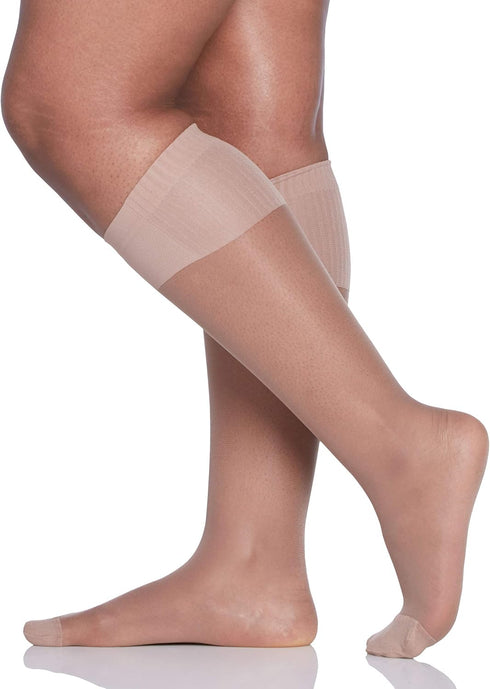 Berkshire Women's Plus Size Comfy Curvy Cuff Socks, Nude...
