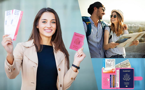 Passport Holder Cover Wallet RFID Blocking Leather Card Case Travel Accessories for Women Men (Grey)...