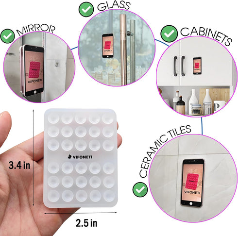 Double Sided Silicone Suction Cup Phone Mount Case for Selfies and Videos - Attach to Glass, Mirrors & Smooth Surfaces Sticky Grip for iPhone and ...