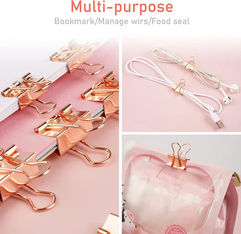 97 PCS Office Supplies for Women, Paper Clips, Binder Clips and Push Pins Set, Paperclips Thumb Tacks School and Home Desk Supplies, Desk Organize...