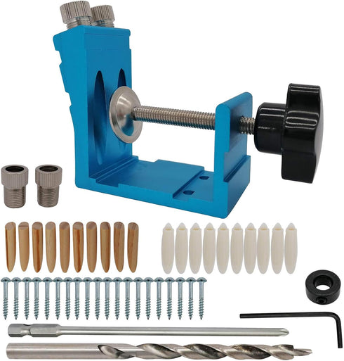 47PCS Aluminum Pocket Hole-Jig Kit Woodworking Inclined Hole Positioner for Woodworking Angle Drilling Holes...