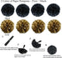 ZERODECO Party Decoration, 21 Pcs Black and Gold Hanging Paper Fans, Pom Poms Flowers, Garlands String Polka Dot and Triangle Bunting Flags for Bi...