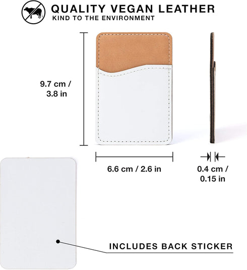 Sublimation Blanks Phone Wallet - PU Leather Card Holder for Back of Phone Stick on iPhone Android HTV Friendly DIY Blanks for Vinyl Projects (Whi...