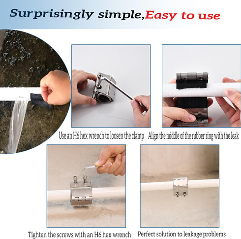 Pipe Repair Clamp for pipes OD:3/4inch or 19mm-21mm, Leak Sealer,Emergency Pipe Repair Kit for Copper Pipes Plastic Pipes Galvanized Pipes Steel P...