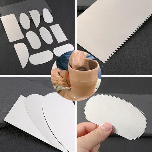 FMHXG 10PCS Steel Clay Tool Kit Stainless Steel Pottery Sculpting Tool Set Handmade Art Supplies Scraper Used for Cake Making, Candle Art Carving ...