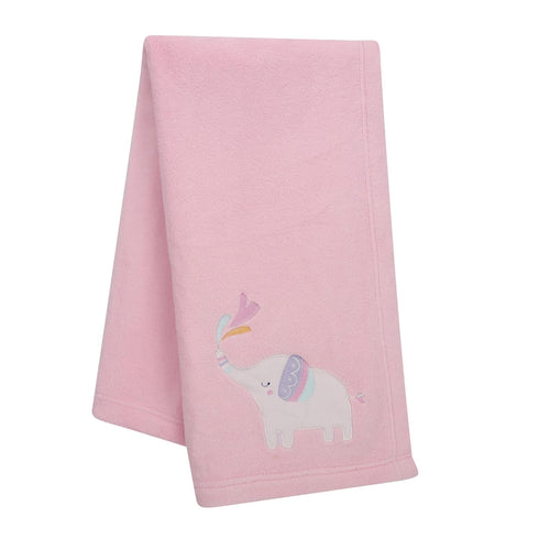 Bedtime Originals Elephant Dreams Appliqued Soft Fleece Baby Blanket - Pink...