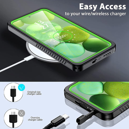 for Samsung Galaxy S23 Case,with Screen Protector,Waterproof Galaxy S23 Protective Case for Men Women,S23 Phone Case Heavy Duty Shock Proof,Green...