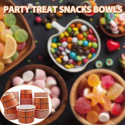 50 Pcs Basketball Paper Ice Cream Cups Basketball Party Treat Snacks Bowls Cute Basketball Birthday Party Supplies Dessert Food Containers For Sou...