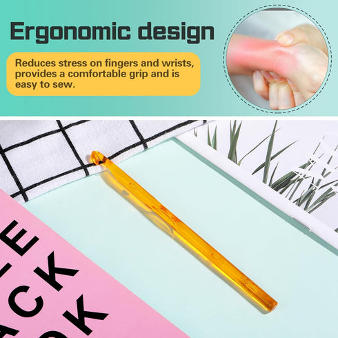 7 mm Crochet Hook, Ergonomic Handle for Arthritic Hands, Colorful Transparent Crochet Hook for Beginners and Crocheting Yarn(7 mm)......