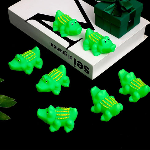 24 Pcs Mini Rubber Crocodile Baby Bath Toys for Girls Boys Luminous Squeaky Alligator Bathtub Toys Glow in The Dark Floating Toys Bulk Light up fo...