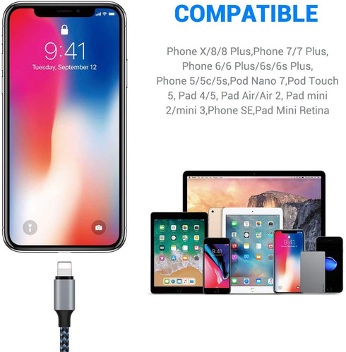 iPhone Charger, Sundix 3Pack 9ft Lightning Cable iPhone Charger Cable Nylon Braided Charging Cord Compatible iPhone 14/13/12/12Pro/12ProMax/11/11P...