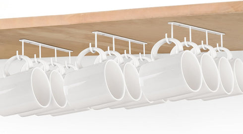 Mkono Under Cabinet Mug Hanger Set of 3 Metal Mug Hooks Coffee Cup Holder with 12 Hooks Simple Mug Organizer for Cabinet Shelf Modern Mug Storage ...