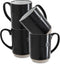 Sheffield Home Set of Stoneware Coffee Mugs- 4 Printed Coffee Cups, Tea Cups, Latte Mugs 16 oz (Black)...