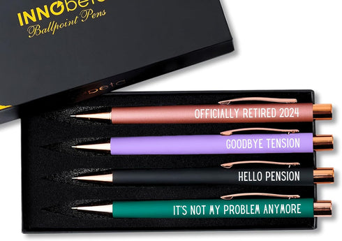 InnoBeta Retirement Gifts for Women, Ballpoint Pen Set of 4, Funny Retired Gifts for Women on Birthday Christmas - 2024...