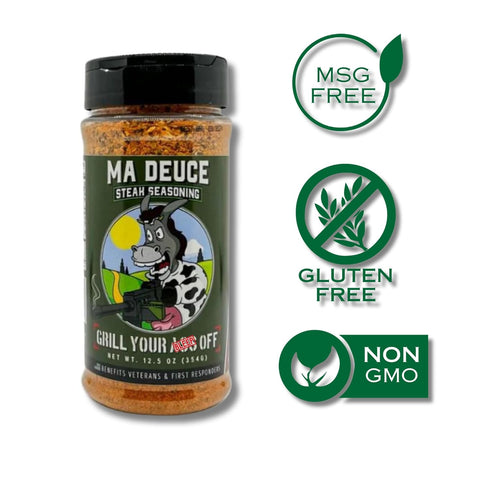 Ma Deuce Steak Seasoning by Grill Your As Off - BBQ & Grill Seasoning, Best on Steaks, Burgers, and Meats - Dry Rub - 100% Veteran Owned - USA Mad...