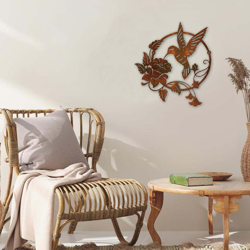 Zoihet Round Metal Bird Wall Art Decor - Hummingbird Wall Art Silhouette for your patio, garden, and fence Art Decor, Bird Wall Silhouette Indoor ...