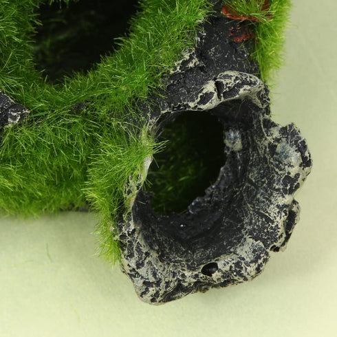 Resin Moss Tree House Fish Shrimp Hiding House Aquarium Fish Tank Decoration Accessories Artificial Resin Log Tree Branch with Moss Fish Tank Deco...