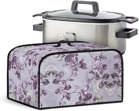 Purple Flower Slow Cooker Dust Cover Oval 6-8 Qt Dust Proof Convenient...